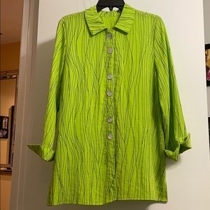 Lime green long sleeve button up blouse